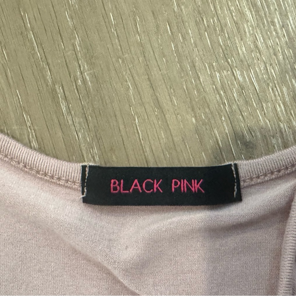 Black Pink Gathered Midi Dress With Drawstrings At Sides Large - Picture 7 of 8